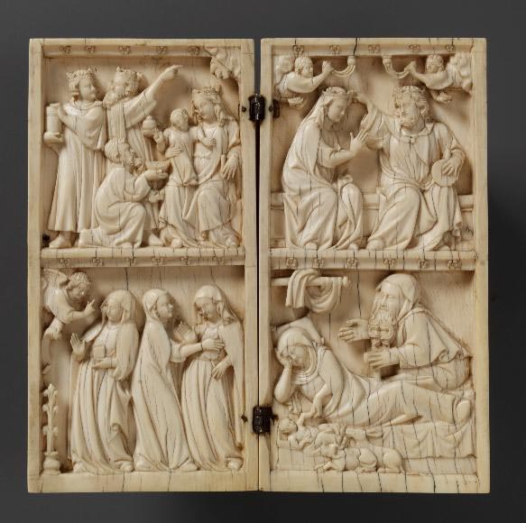 Left wing of a diptych: The Adoration of the Magi Judging Christ workshop - Galerie Brimo de Laroussilhe