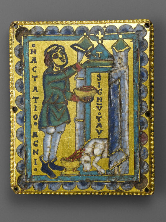 Plaque de croix : Le Sacrifice de L’Agneau et le Signe du Tau - Galerie Brimo de Laroussilhe